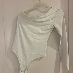 Abercrombie & Fitch Cream Off-Shoulder Bodysuit